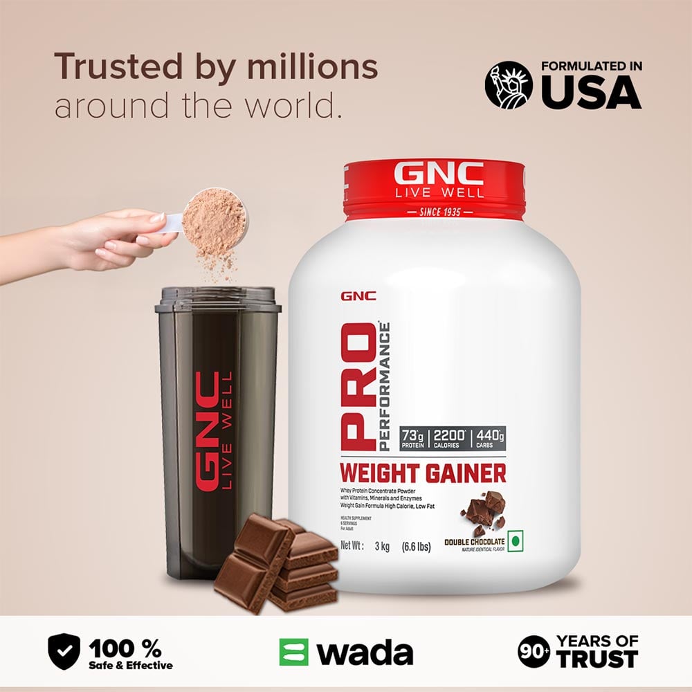 GNC Pro Performance Weight Gainer, 3 kg (6.6 lb), Double Chocolate